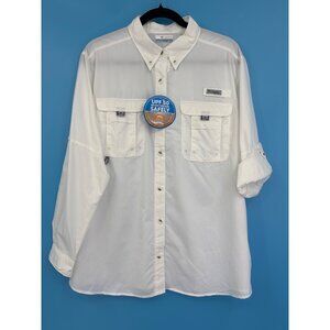Columbia's Women's PFG Bahama Long Sleeve Roll Tab Shirt White 1X NEW